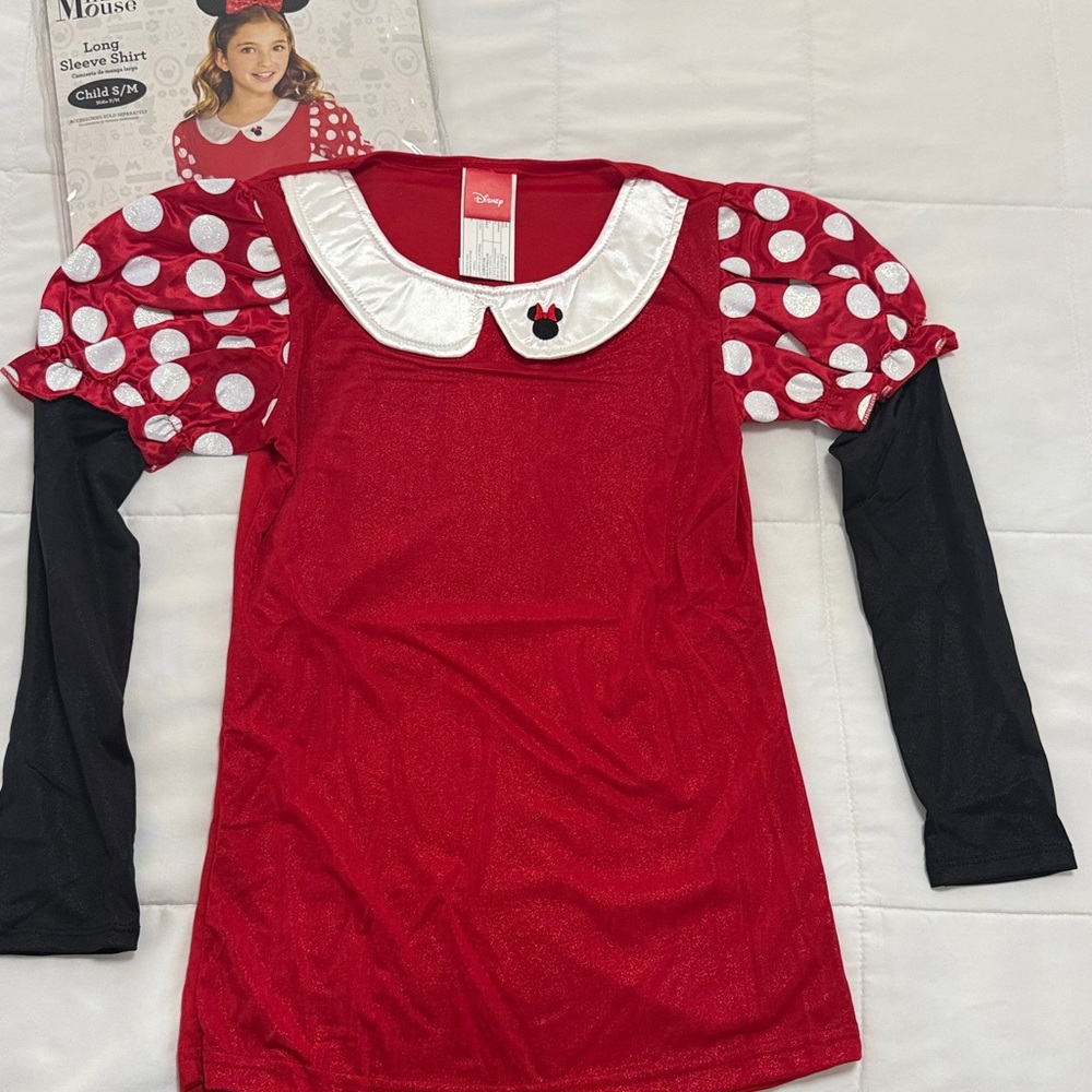 Disney Minnie Mouse Red and Black Polka Dot Long Sleeve Shirt